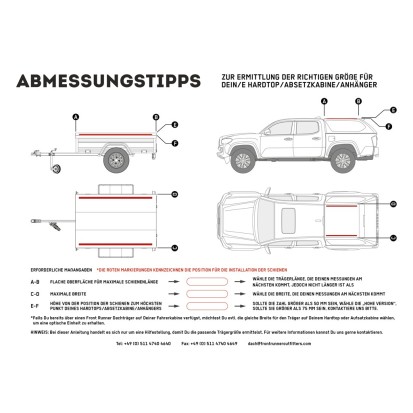 Kit de galerie Slimline II pour une remorque ou un hard top de Pick-Up avec rails d'origine/ Haut / 1345mm (l) X 1964...