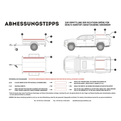 Kit de galerie Slimline II pour une remorque ou un hard top de Pick-Up avec rails d'origine/ Haut / 1425mm (l) X 1964...