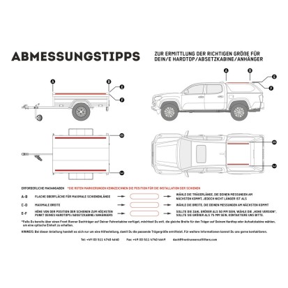 Kit de galerie Slimline II pour une remorque ou un hard top de Pick-Up avec rails d'origine/ Haut / 1255mm (l) X 2166...