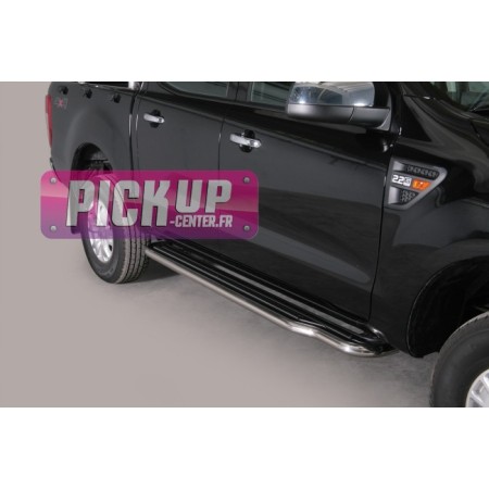 Marche-Pied Inox Ø50 Ford Ranger 2012+ Double Cab Thermolaque Noir