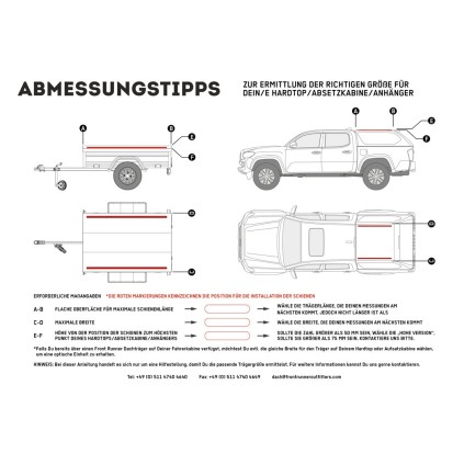 Kit de galerie Slimline II pour une remorque ou un hard top de Pick-Up avec rails d'origine/ Haut / 1165mm(l) x 752mm...